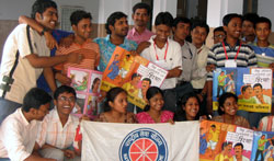 students gather after a successful workshop