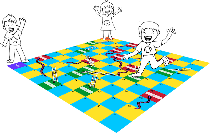 kids playing snakes and ladders